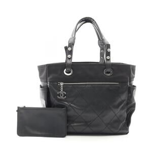 Chanel Paris Biarritz Tote Bag Canvas Leather Black
